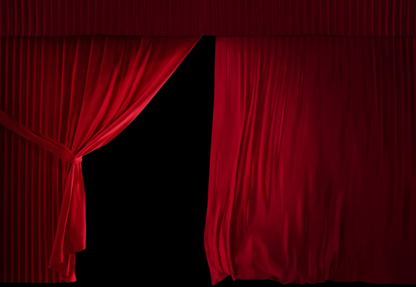 Teatro Terciopelo cortina roja medio abierto
 - Foto, imagen