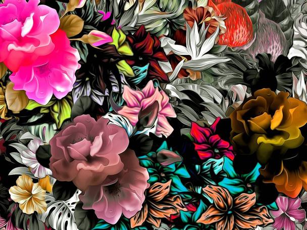 Αφηρημένη floral υφή φόντου των χρωμάτων αυτοκόλλητα διαφόρων μεγεθών - Φωτογραφία, εικόνα