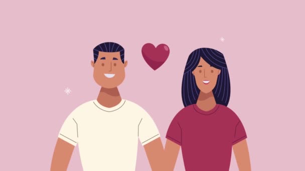 心のアニメーションを持つ若い恋人たち - 映像、動画