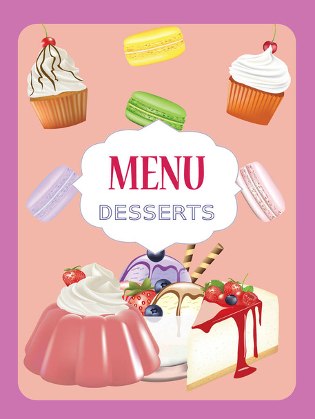 Deserts menu design. vector illustration - Вектор,изображение