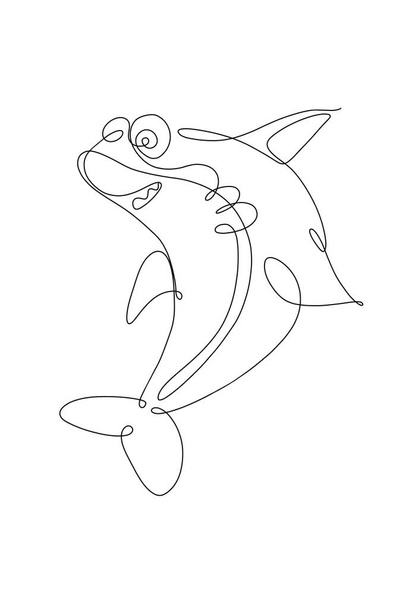 Illustration of a black outline of a continuous shark - Foto, Imagen