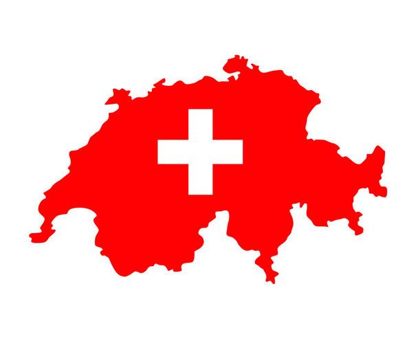 Флаг Швейцарии Эмблема Европы Эмблема Карта Иконка Векторная Иллюстрация Абстрактный дизайн Элемент - Вектор,изображение