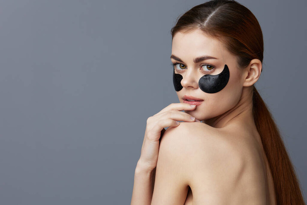 ritratto donna cura della pelle anti rughe occhio patch close-up Stile di vita - Foto, immagini