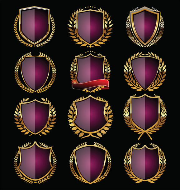 Golden shield design - Vector, imagen