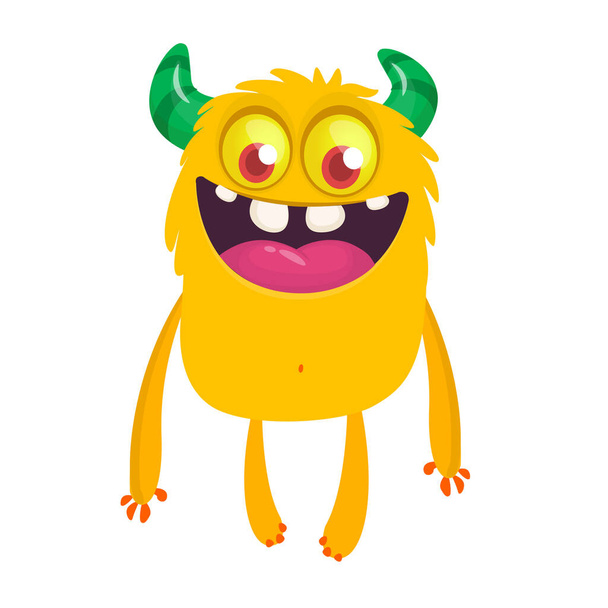 Happy cartoon excited smiling monster. Vector alien character. Isolated - Vektor, kép
