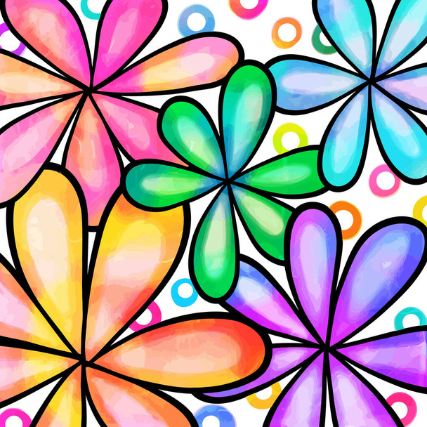 みすぼらしいシックな水彩インクスタイルのデイジーの花の背景の花のパターン. - ベクター画像
