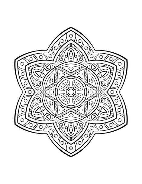 Mandala pattern, round decorative ornament for abstract background or adult coloring book page, vector illustration - Vektor, obrázek