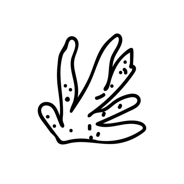 Illustration vectorielle simple avec coraux sur fond blanc isolé.Océan, Été animal sous-marin dessiné à la main en style doodle Design pour cartes postales, autocollants, paquets, médias sociaux, toile, coloriage. - Vecteur, image