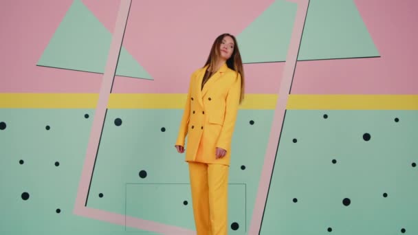 Caucasian Model In Colorful Space - Footage, Video