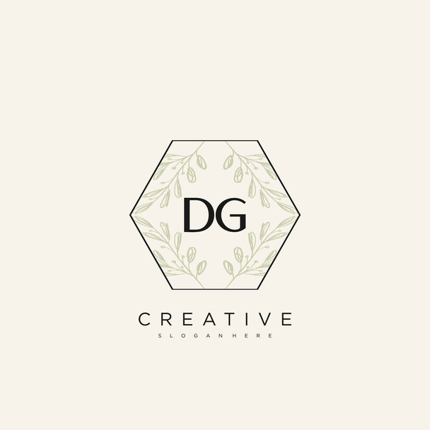 DG Lettera iniziale Fiore Logo Template vettore premium vettoriale - Vettoriali, immagini