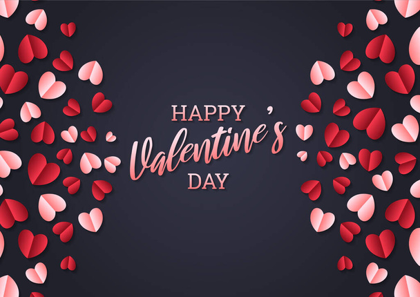 Happy Valentine 's Day Herz Rahmen Hintergrund. Valentinstag Grenze oder Rahmen Design - Vektor, Bild