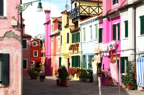 gyönyörű színes házak a sziget Velence közelében burano - Fotó, kép