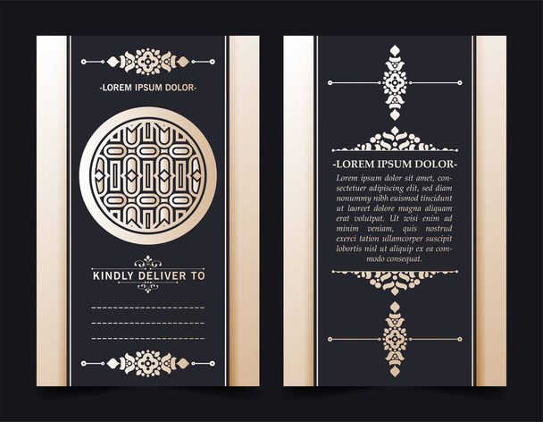 black and white invitation card in pattern - Vector, Image