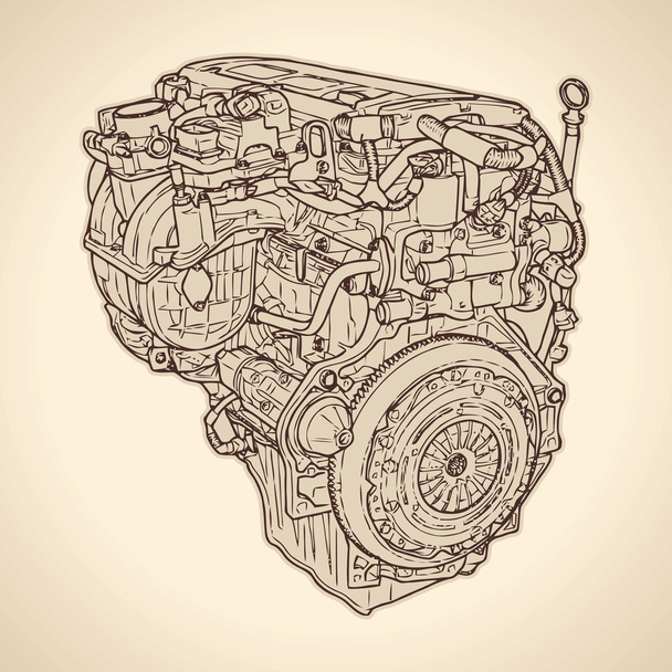 alter Verbrennungsmotor - Vektor, Bild