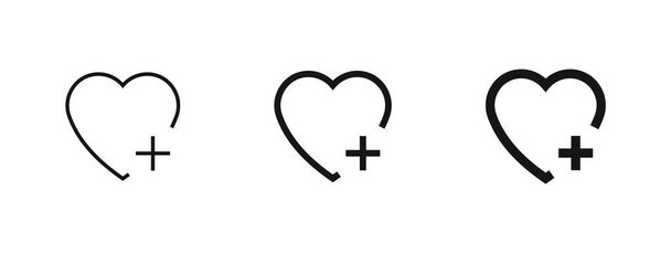 añadir al icono favorito corazón más icono - guardar icono símbolo marcador - Vector, imagen