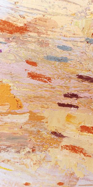 Escapism concept art. Warm abstract brushstrokes for artsy banner design, cosmetic labels, poster, flyer. Real painting texture. Artwork fragment close up. Old-fashioned brushstroke. Artistic element. Escapism concept art.  - 写真・画像