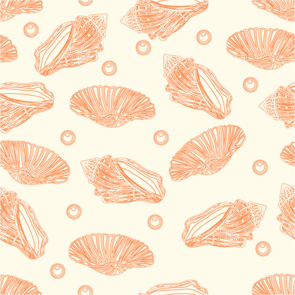 シームレス テクスチャ貝殻および真珠ビンテージ ベクトル - ベクター画像
