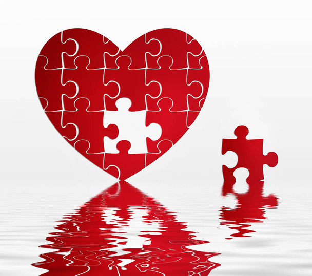 Coeur et énigmes. Symbole de cœur et d'amour. Romantique fond Saint-Valentin. Illustration 3d. - Photo, image