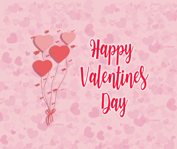 Happy valentine day on cute Heart  balloon on heart background - Fotografie, Obrázek