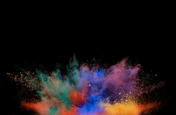colored dust explosion on black background - Fotoğraf, Görsel