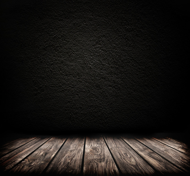 Dark room background with wooden floor - Foto, immagini
