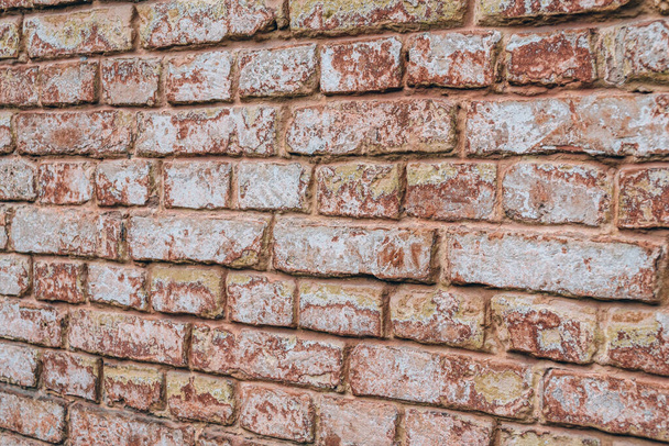 Close up, texture of old red brick background - Foto, afbeelding