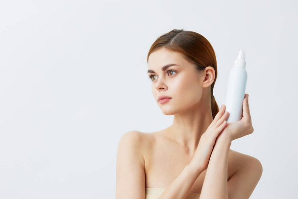 pretty woman body lotion rejuvenation cosmetics close-up Lifestyle - Photo, Image