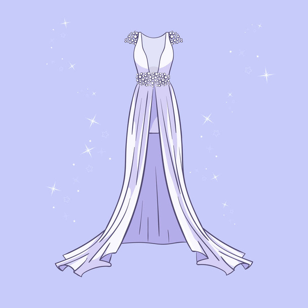 Модель свадебного платья с блестками вокруг - Вектор,изображение