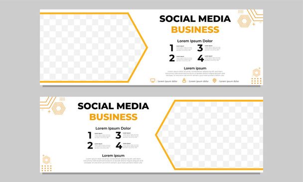 keltainen liike sosiaalisen median vaakasuora banneri malli - Vektori, kuva