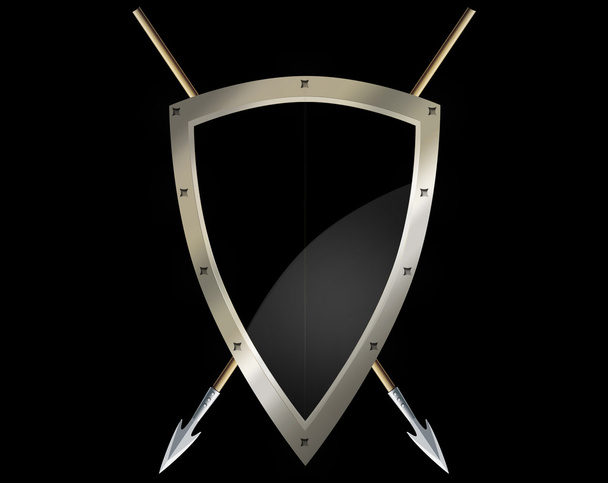 Medieval shield and spears. - Zdjęcie, obraz