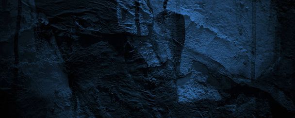 Tmavě modrý cement textura pro pozadí. strašidelný cement - Fotografie, Obrázek