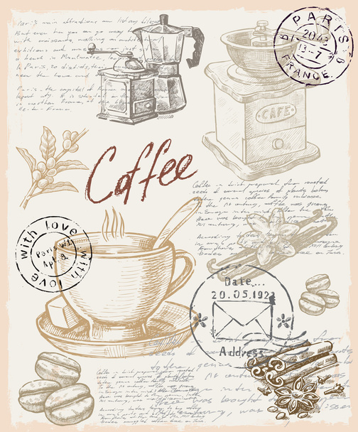 hand drawn coffee - Vector, afbeelding