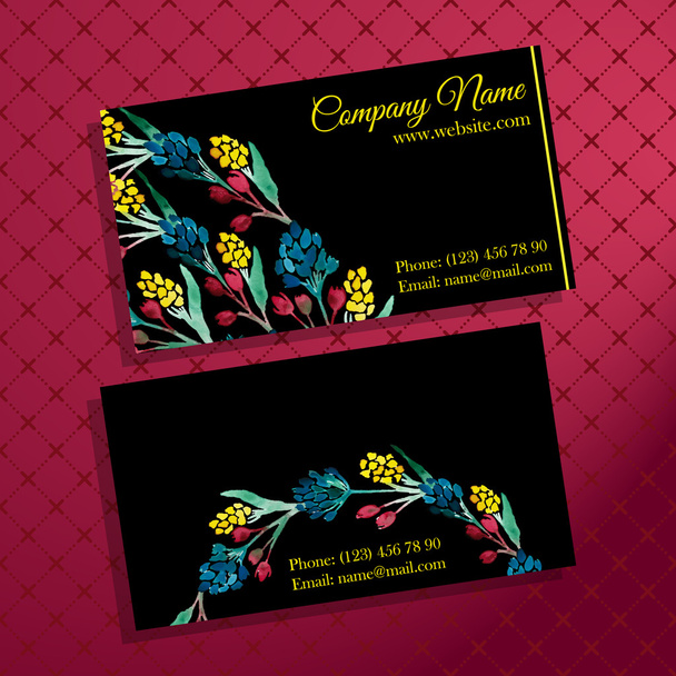 Elegant business card with bouquet of flowers - Вектор, зображення