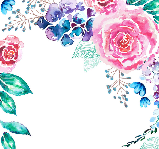 Marco floral de acuarela. Ilustración vectorial - Vector, Imagen