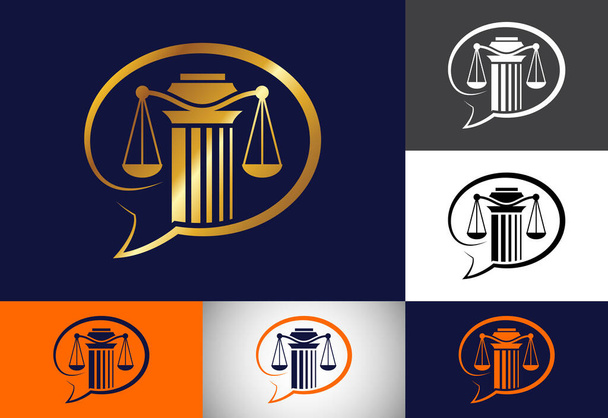 Юридичний стовп дизайн логотипу стовп юридичний офіс Векторний логотип шаблон
 - Вектор, зображення