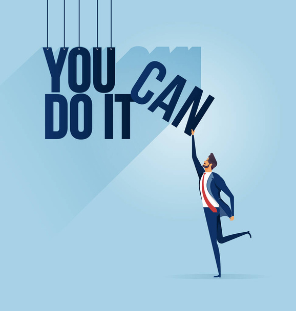 Businessman with text you can do it. Inspiration concept - Vector, afbeelding