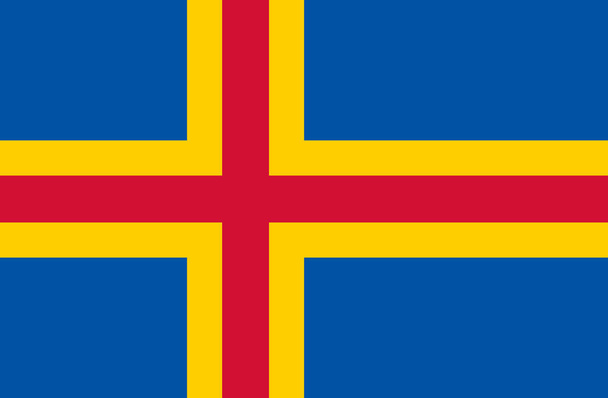 Nationalflagge Aland-Inseln, Autonome Region Finnland, gelb-fimbriertes rotes nordisches Kreuz auf blauem Feld - Vektor, Bild