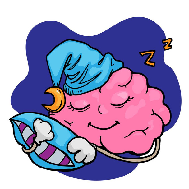 Sleeping brain character vector illustration on white background - Vector, imagen