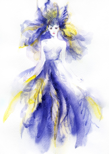 Abstract  watercolor .woman portrait - Fotó, kép