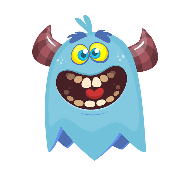 Cartoon happy monster. Halloween illustration of excited monster. Vecto - Vector, Image