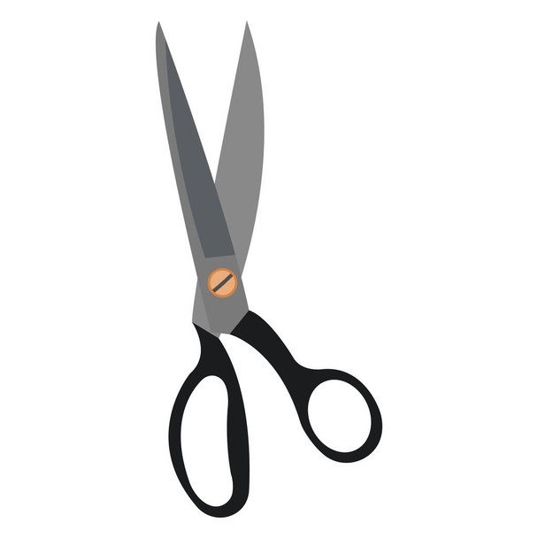 Hand drawn sewing scissors with black handles. - Vector, Image