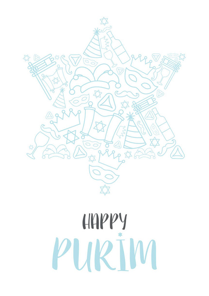 Happy Purim day greeting card. Vector illustration  - Vector, Image