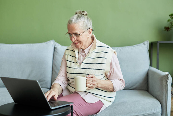 Contemporary vanhempi nainen edessä kannettava tietokone - Valokuva, kuva