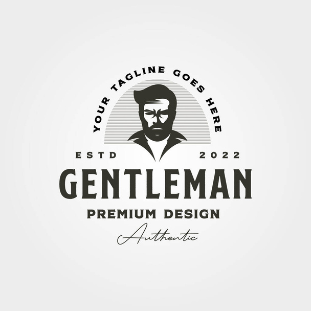 gentleman písmo logo vintage vektorové ilustrace design, gentleman štítek design - Vektor, obrázek