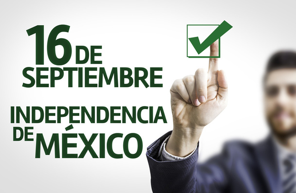 Uomo d'affari con testo: 16 settembre, Indipendenza del Messico (in spagnolo
) - Foto, immagini