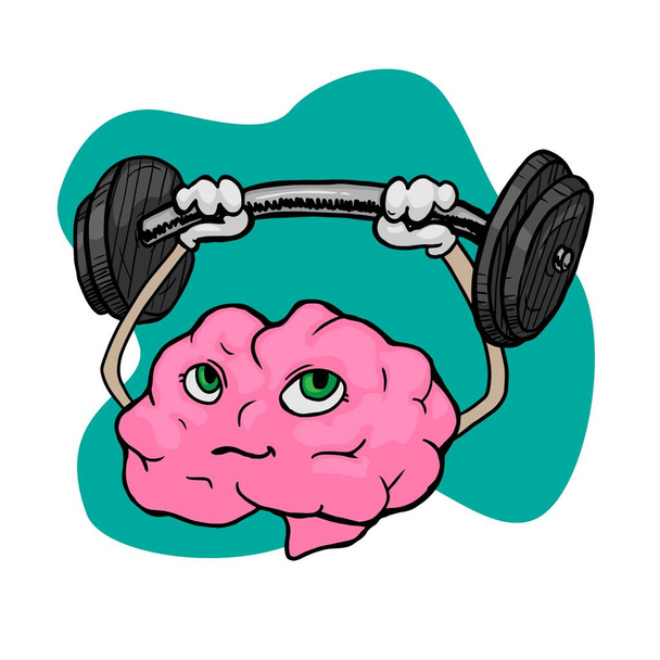 Brain character with a barbell vector illustration  - Vector, imagen