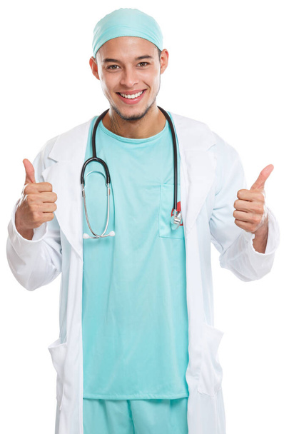 Young doctor smiling happy face success successful occupation job isolated on a white background - Фото, изображение
