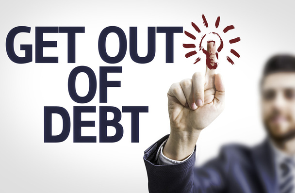 Bord met tekst: Get Out of Debt - Foto, afbeelding