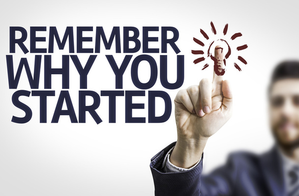 Business man pointing the text: Remember Why You Started - Photo, Image
