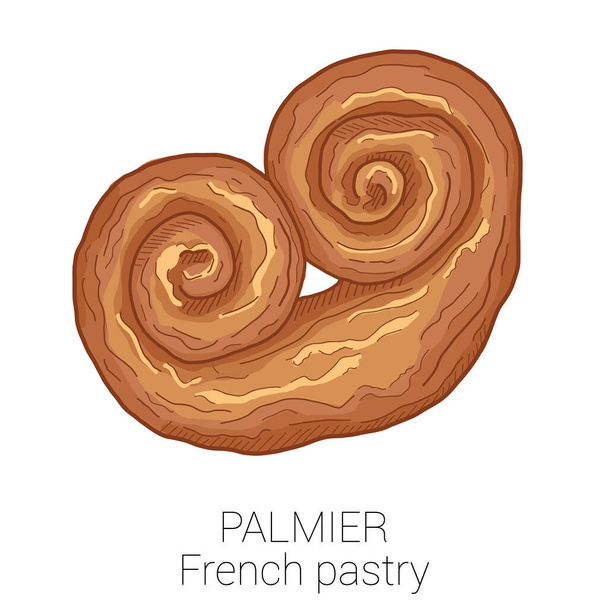 Palmier French Pastry Pattiserie Cake Colorful Vector Illustration - Vector, Image
